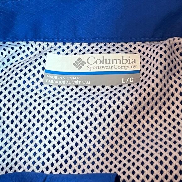 Columbia Shirt Men Large Blue Button Up Omni Shade Golf Fish Outdoor Collared - Picture 10 of 11